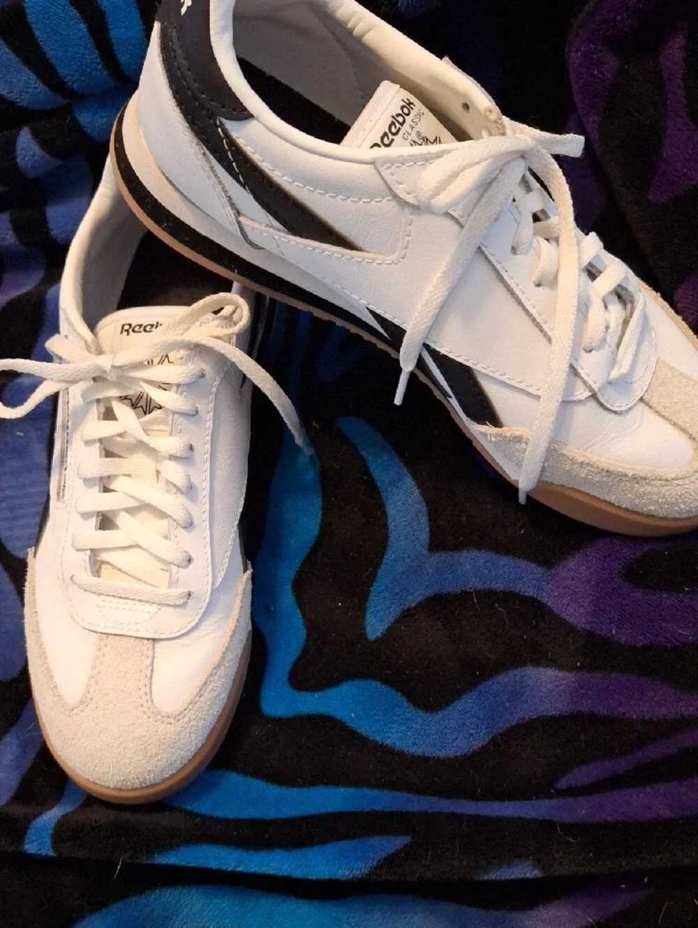 Reebok White, Black and Gum Classic Low-Top Sneakers